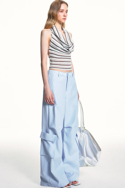 Blue Plaid Cargo Pants