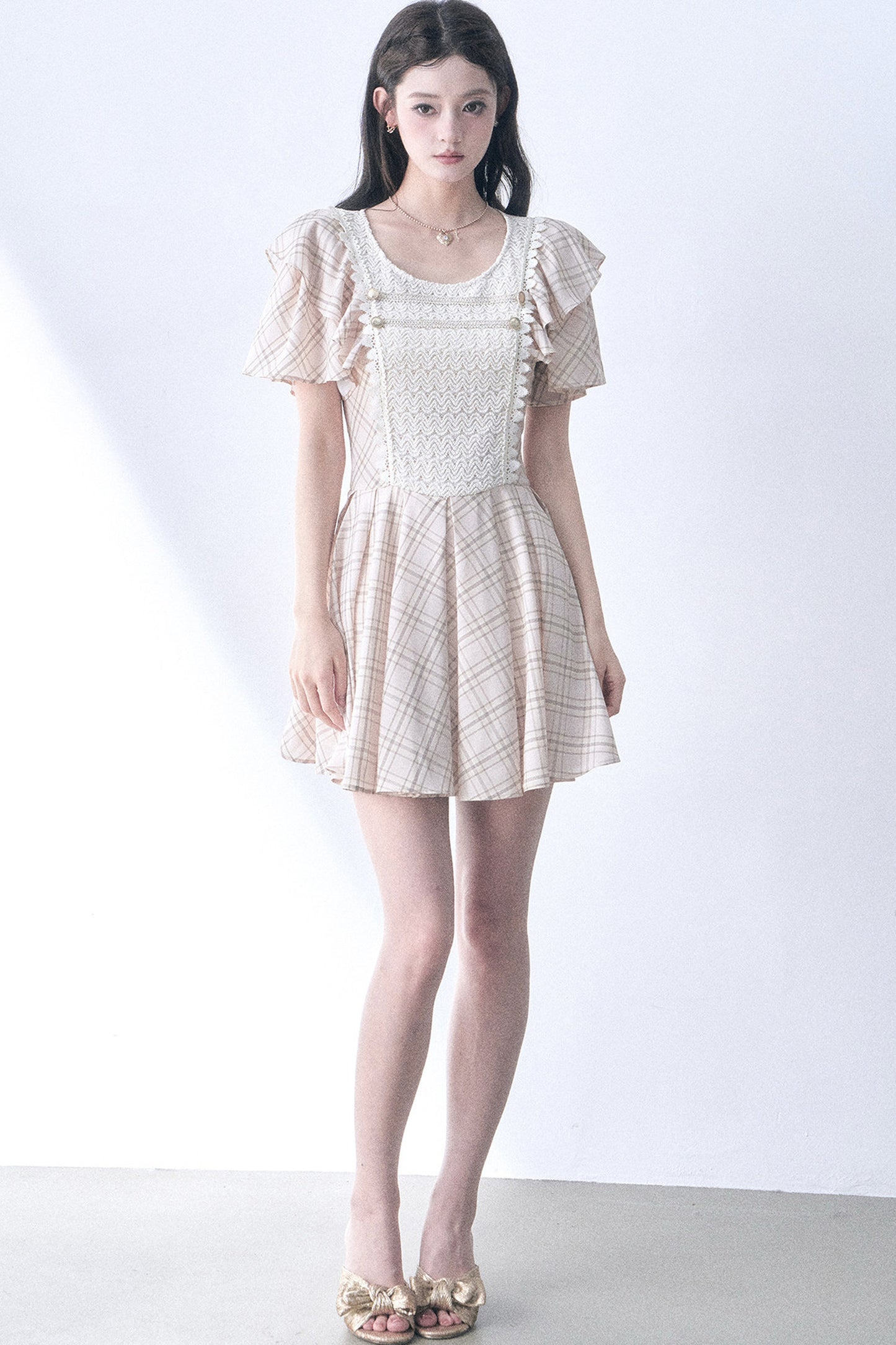 Retro Knit Plaid Dress