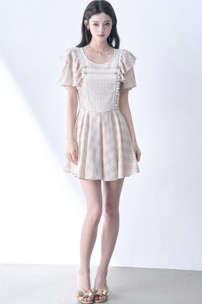 Retro Knit Plaid Dress
