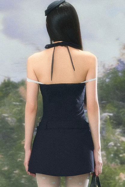 Lace Patchwork Halter Dress