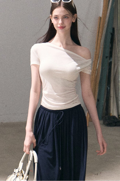 Lyocell Wool Twist-Neck Top