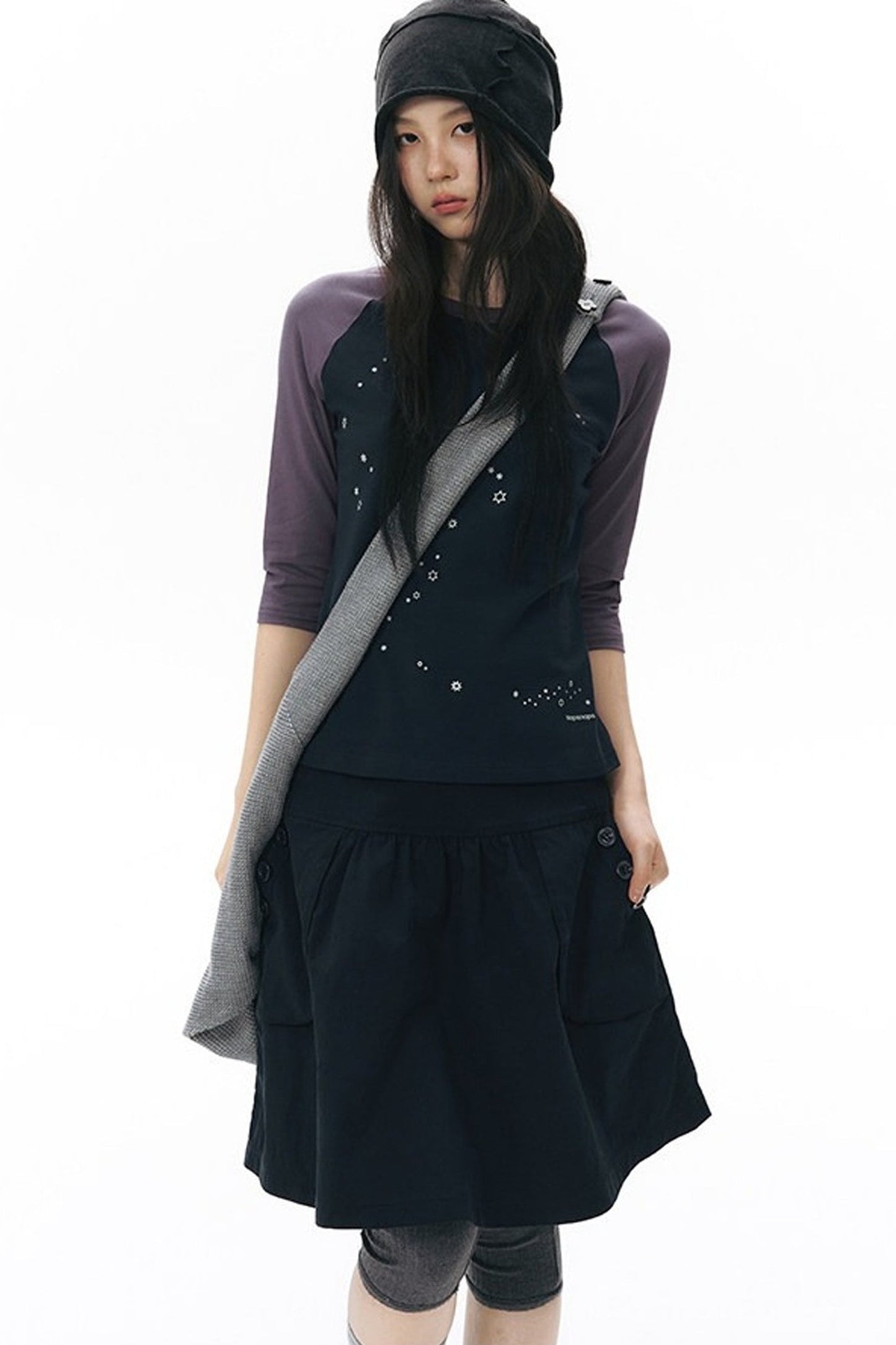 Color-Blocked Raglan Sleeve Knit Blouse