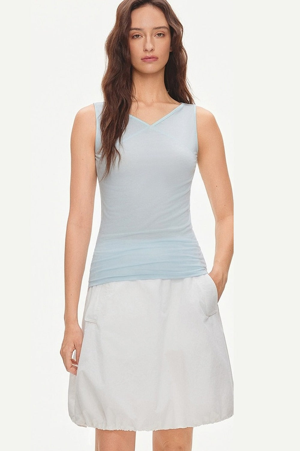Cotton Drawstring Flower-Bud Skirt