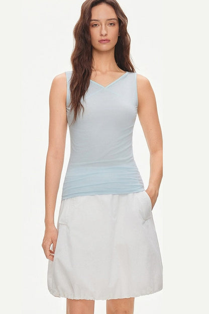 Cotton Drawstring Flower-Bud Skirt