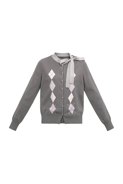 Layered-Look Argyle Sweater And Skirt Set-Up