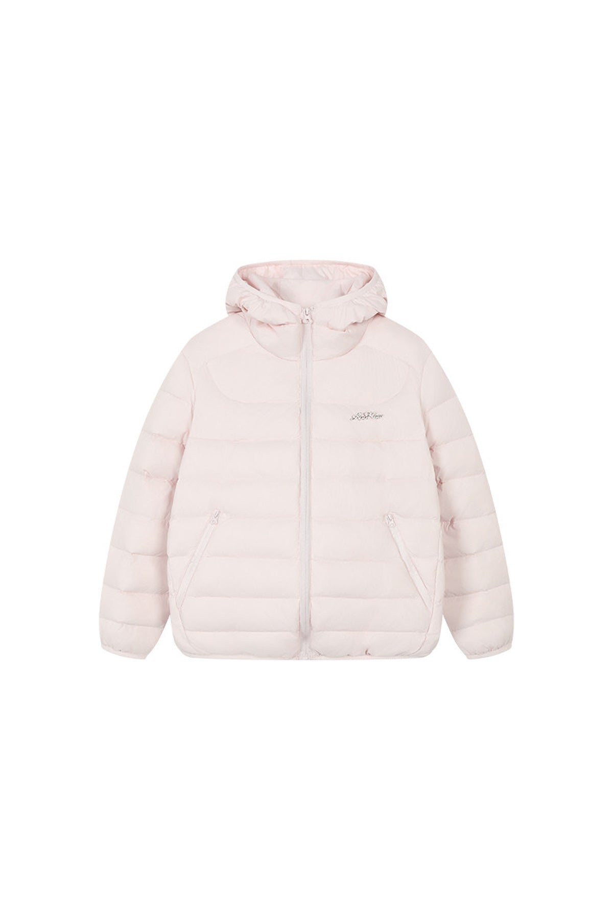 Hooded Logo Ribbed Down Jacket