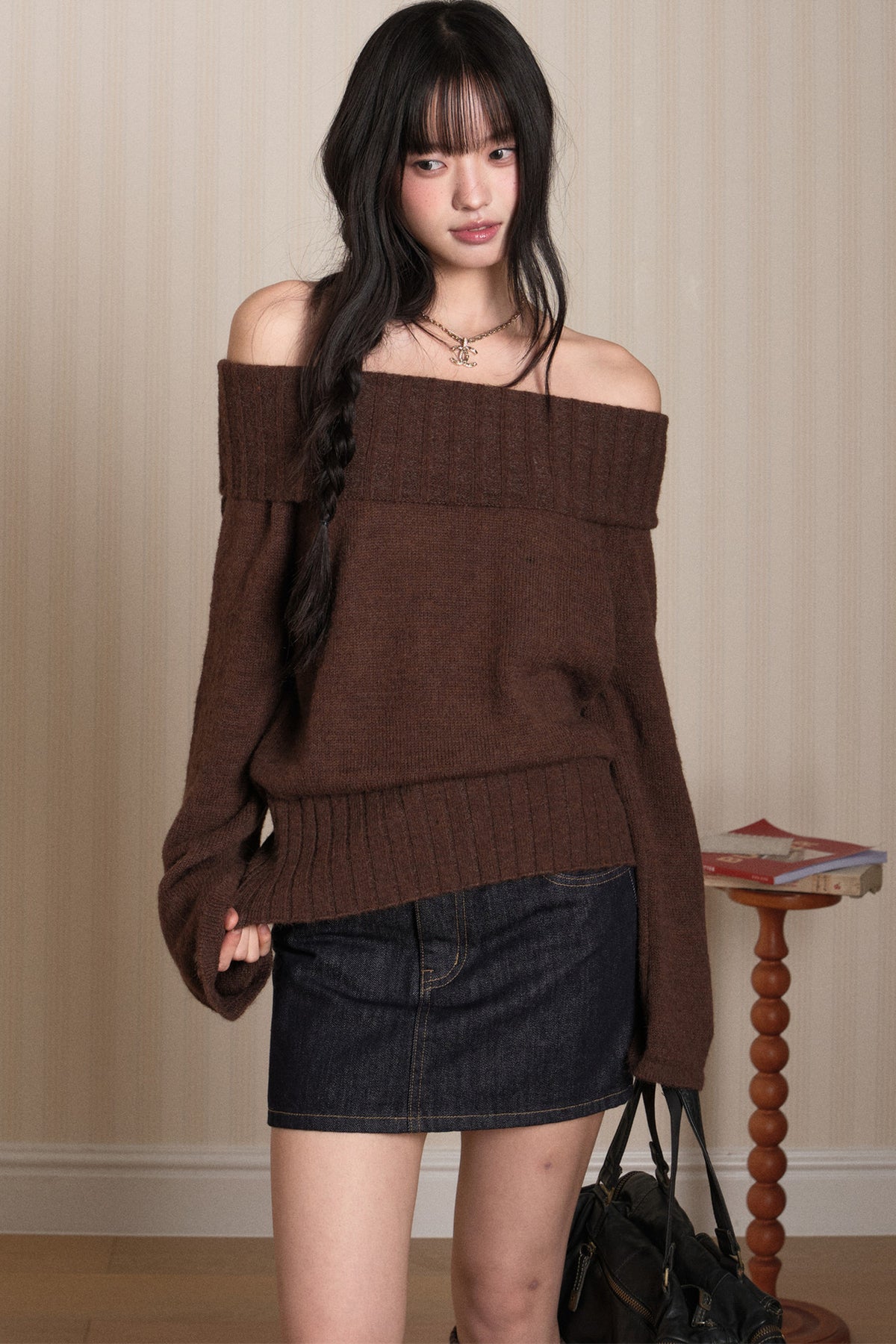 Off-Shoulder Knit Top