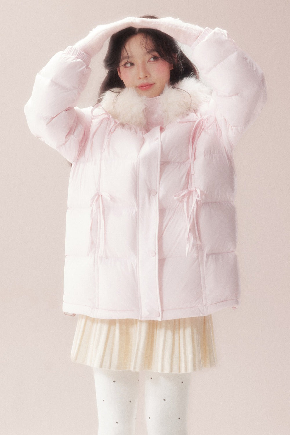 Snow Bow Fur Collar Down Jacket