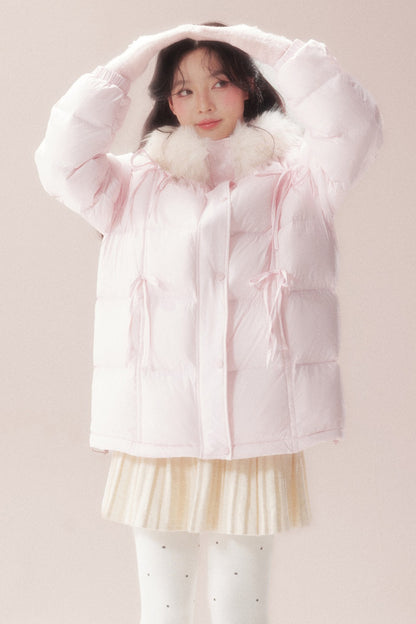 Snow Bow Fur Collar Down Jacket