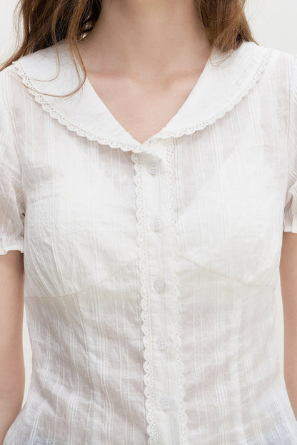 Transparente Lyocell-Bluse mit Spitze