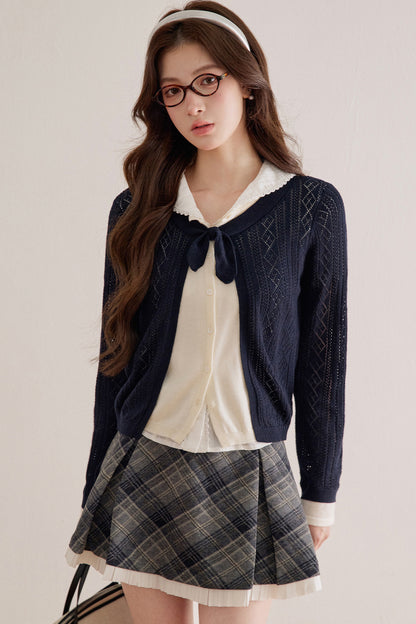 Diamond Lattice Layered-Look Knit Top