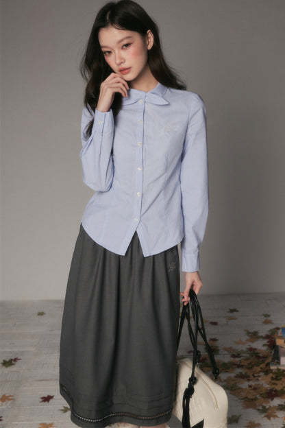 Spring and Autumn Bow Tie Shirt