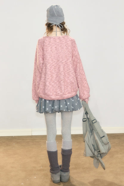 Gray Polka Dot Wool Skirt