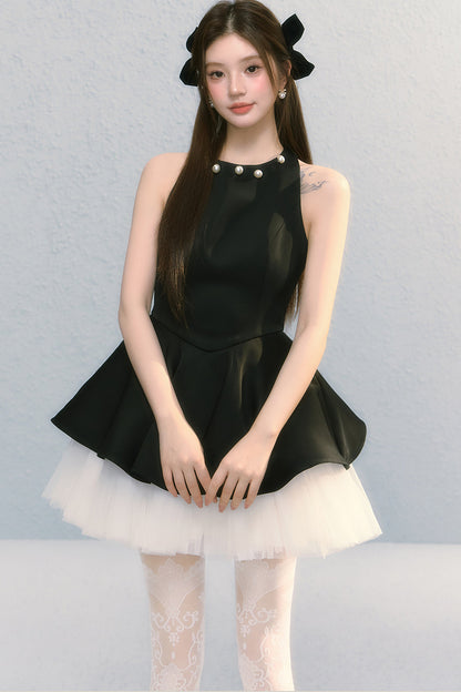 Robe sans manches obsidienne à nœud