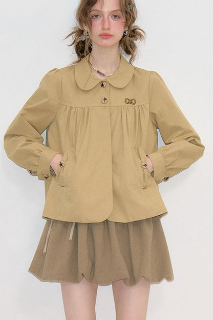 Khaki Doll Collar Jacket
