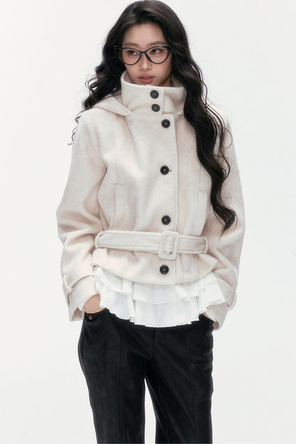 Quilted Woolen Hooded Jacket