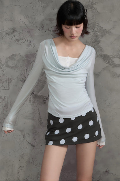 Swing Collar Spliced Blouse