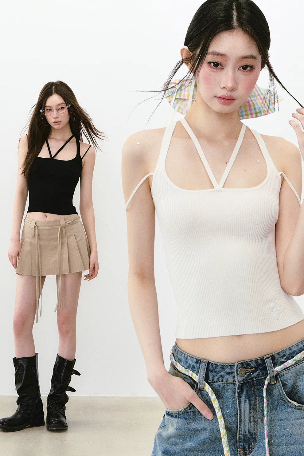 Camisola de punto con múltiples tirantes
