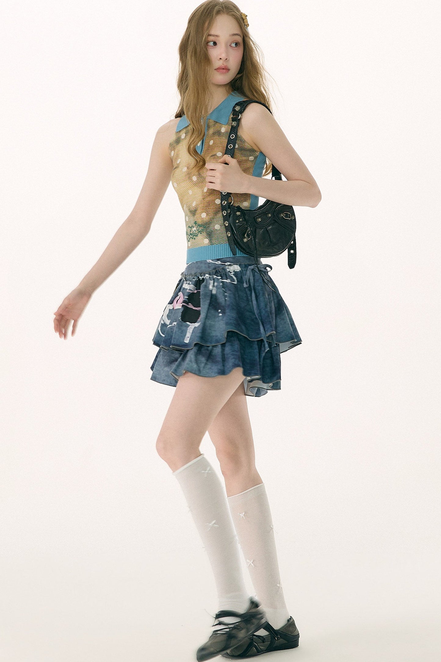 Misty Gray High-Waisted Skirt