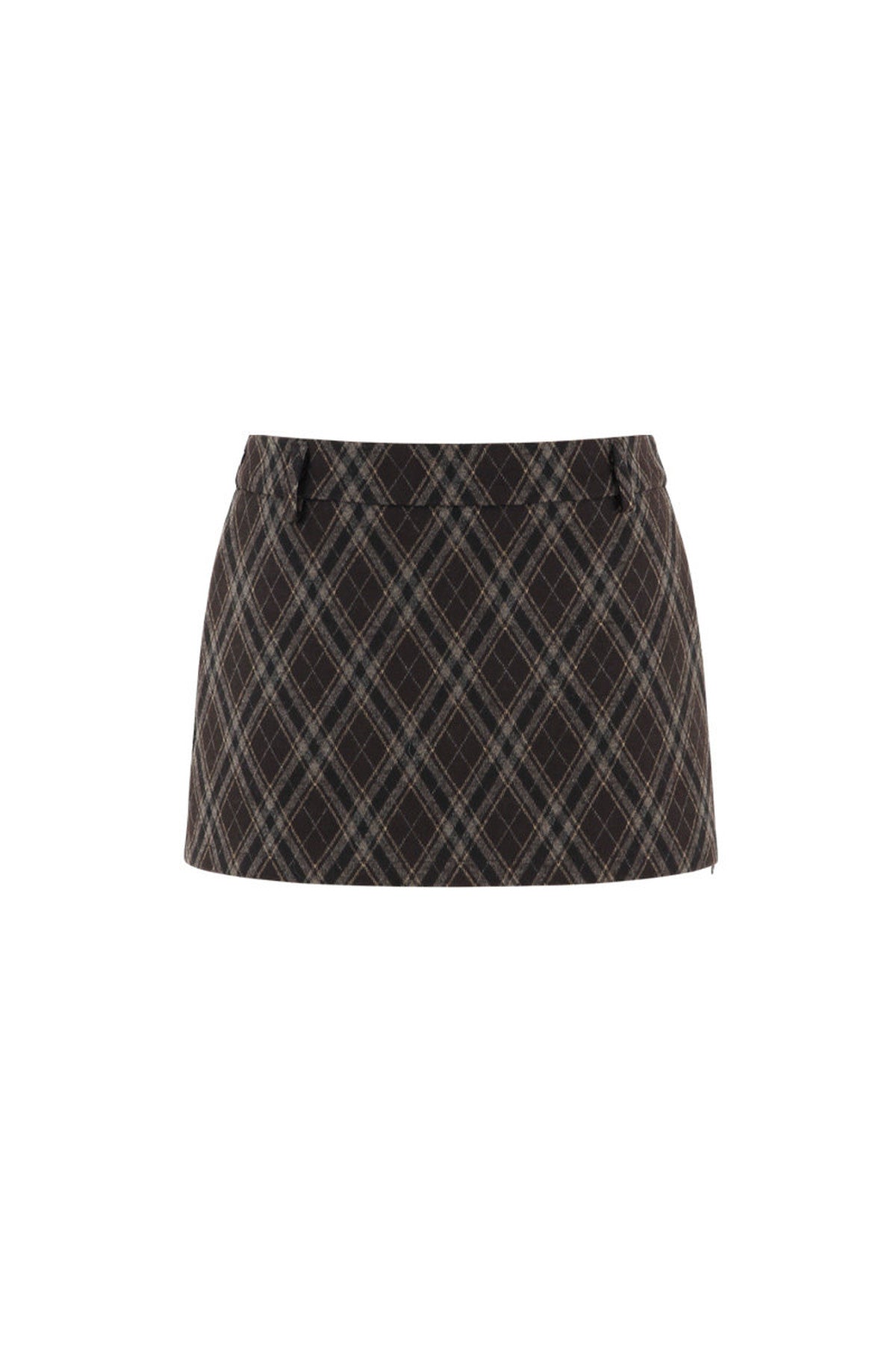High-Waisted Woolen Plaid Skirt