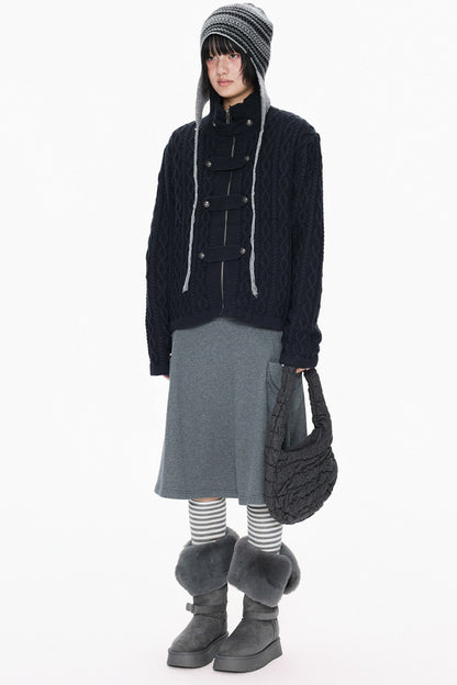Cable Knit Toggle Cardigan