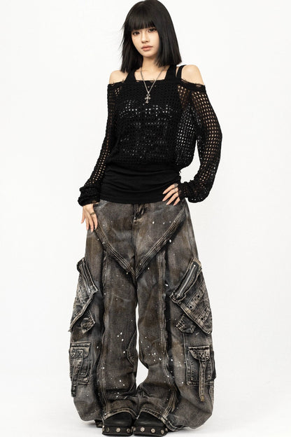 Pantalones vaqueros deconstruidos retro