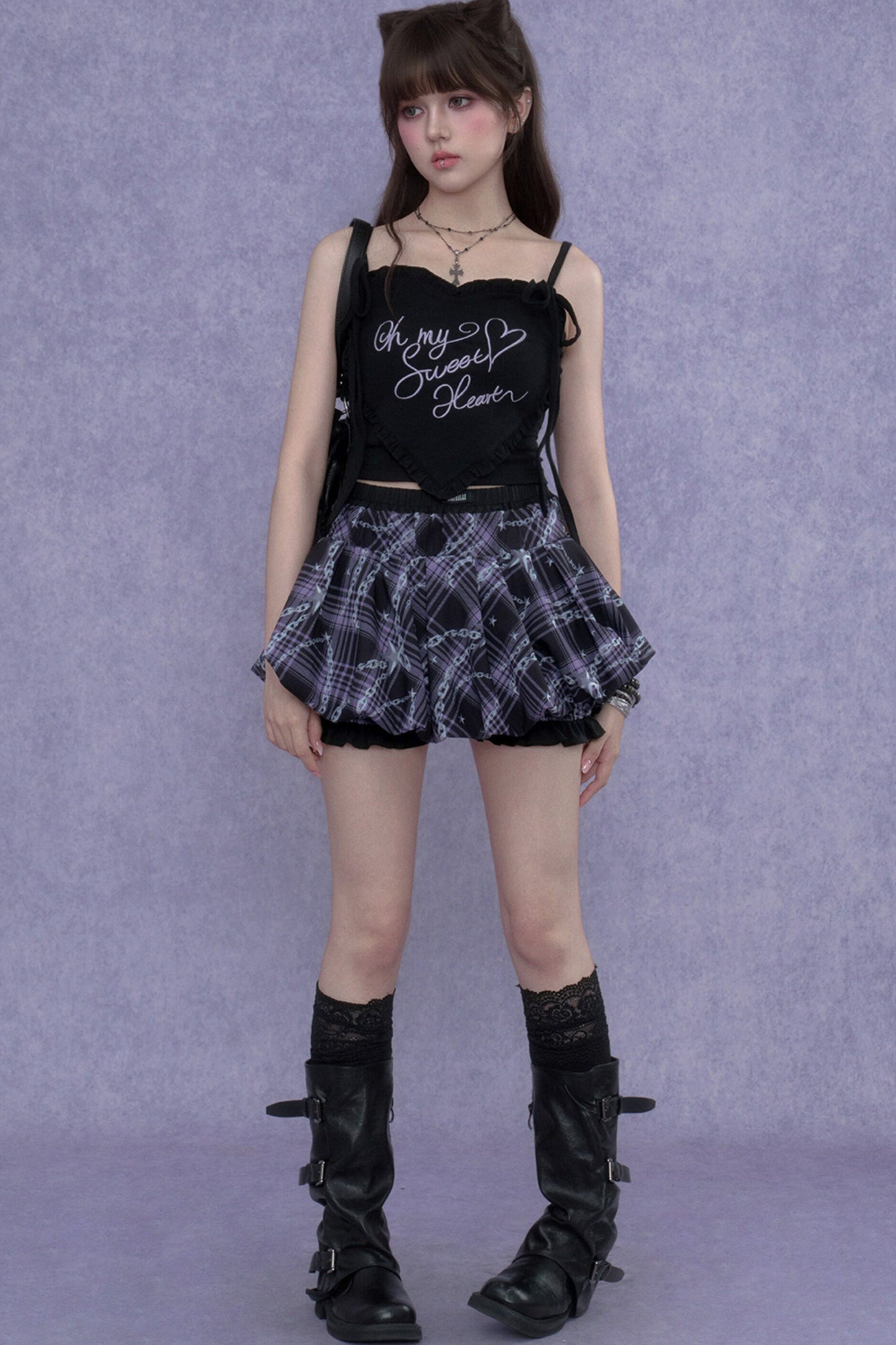 Purple Chain-Flower Bloomers Skirt