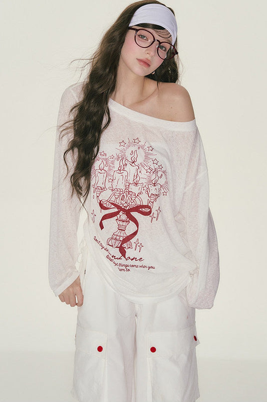 Graffiti Off-Shoulder Top