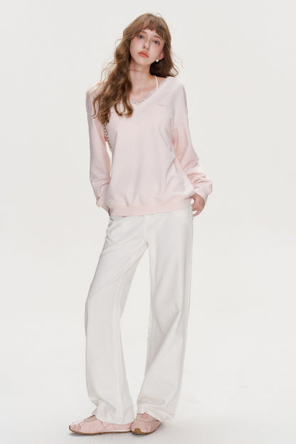 Romantic Lace Bow Sweatshirt