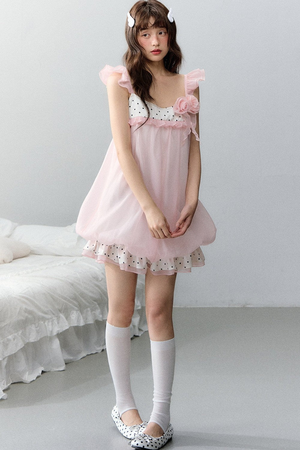 Strawberry Sundae Floral Flutter Sleeve Dress