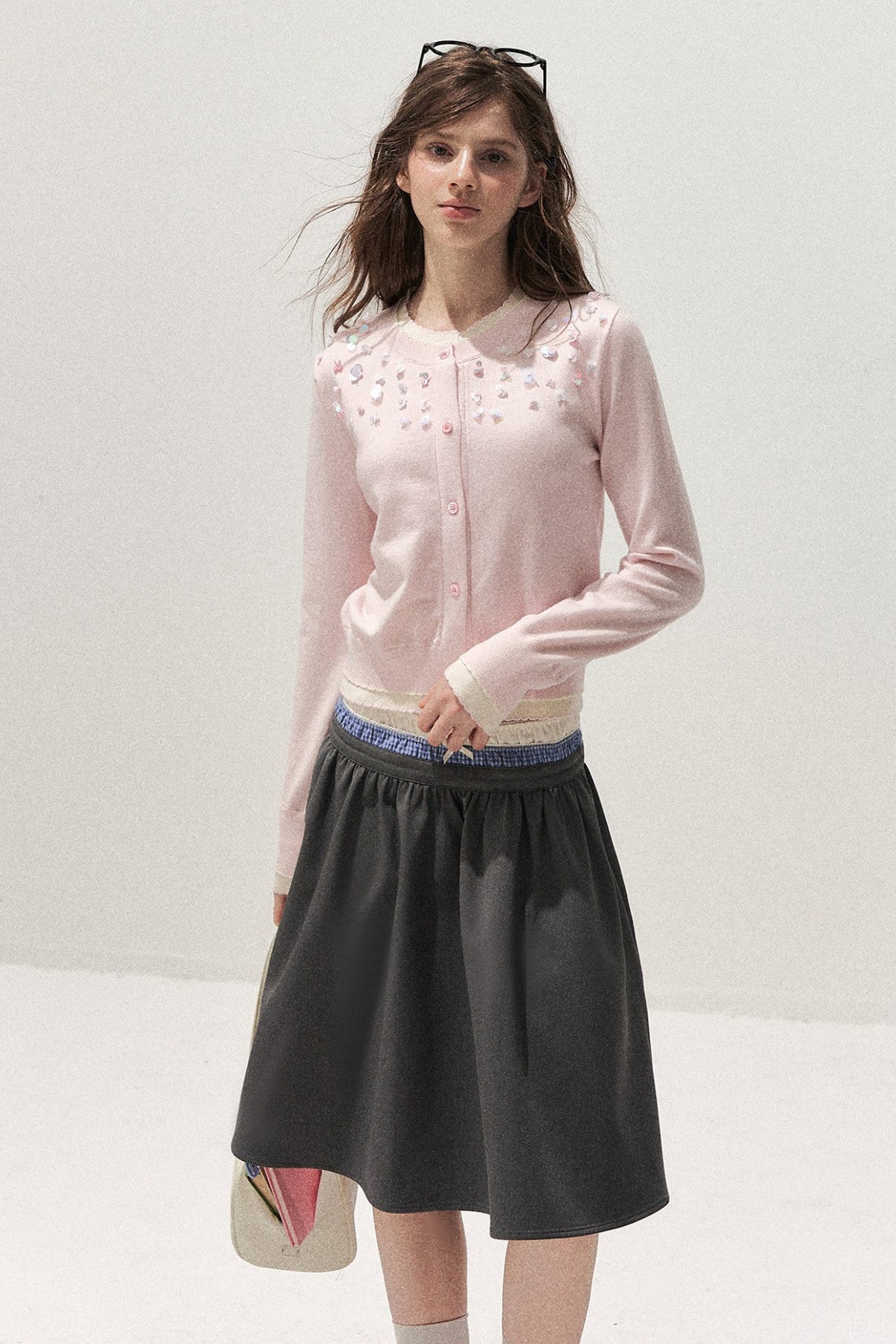 Hand-Beaded Layered-Look Cardigan