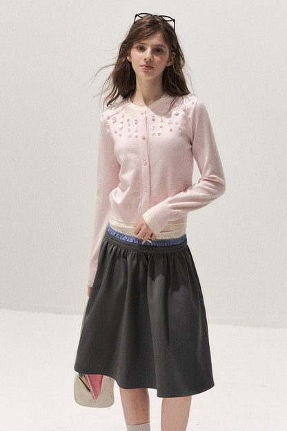 Hand-Beaded Layered-Look Cardigan