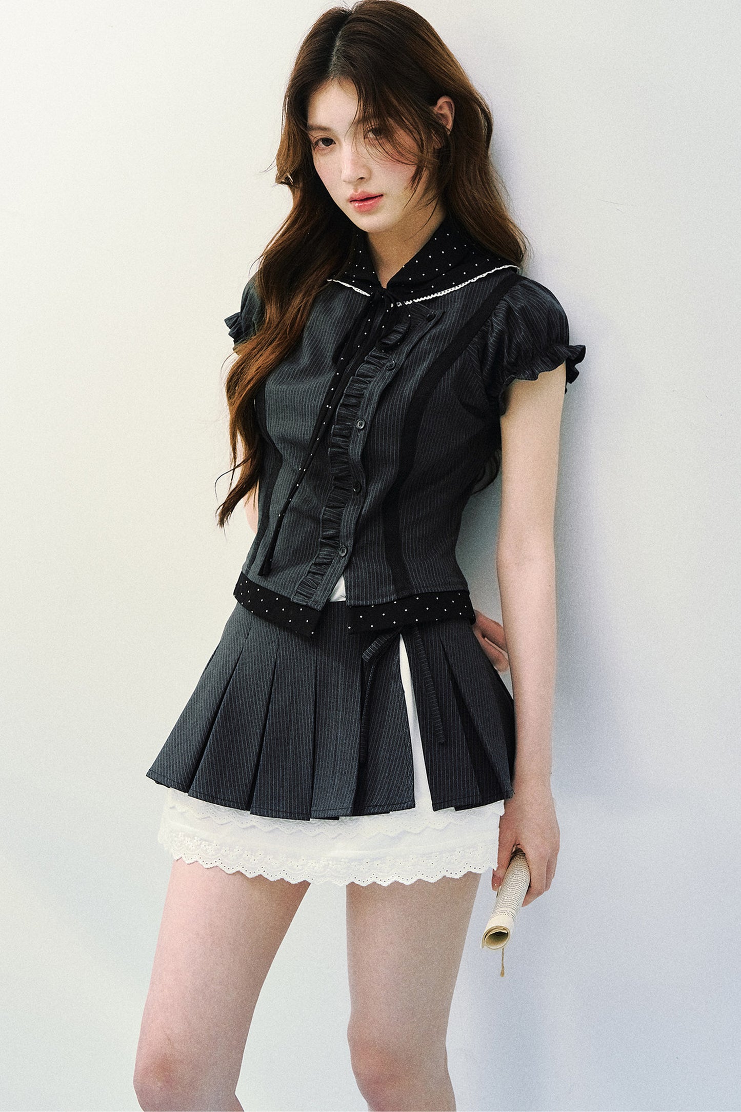 Striped Patchwork Blouse Set-Up