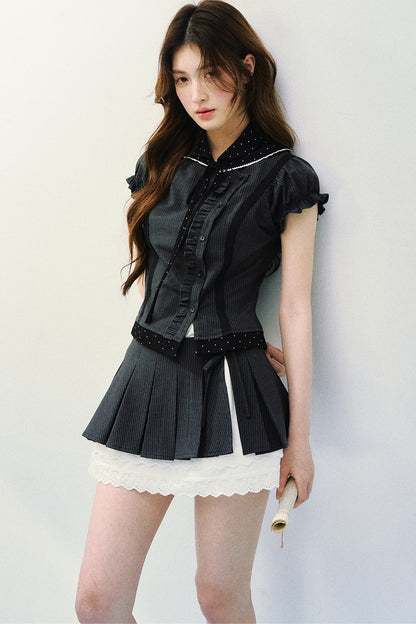 Striped Patchwork Blouse Set-Up