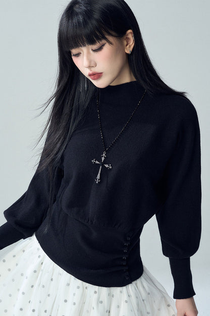 Short Batwing Knit Top