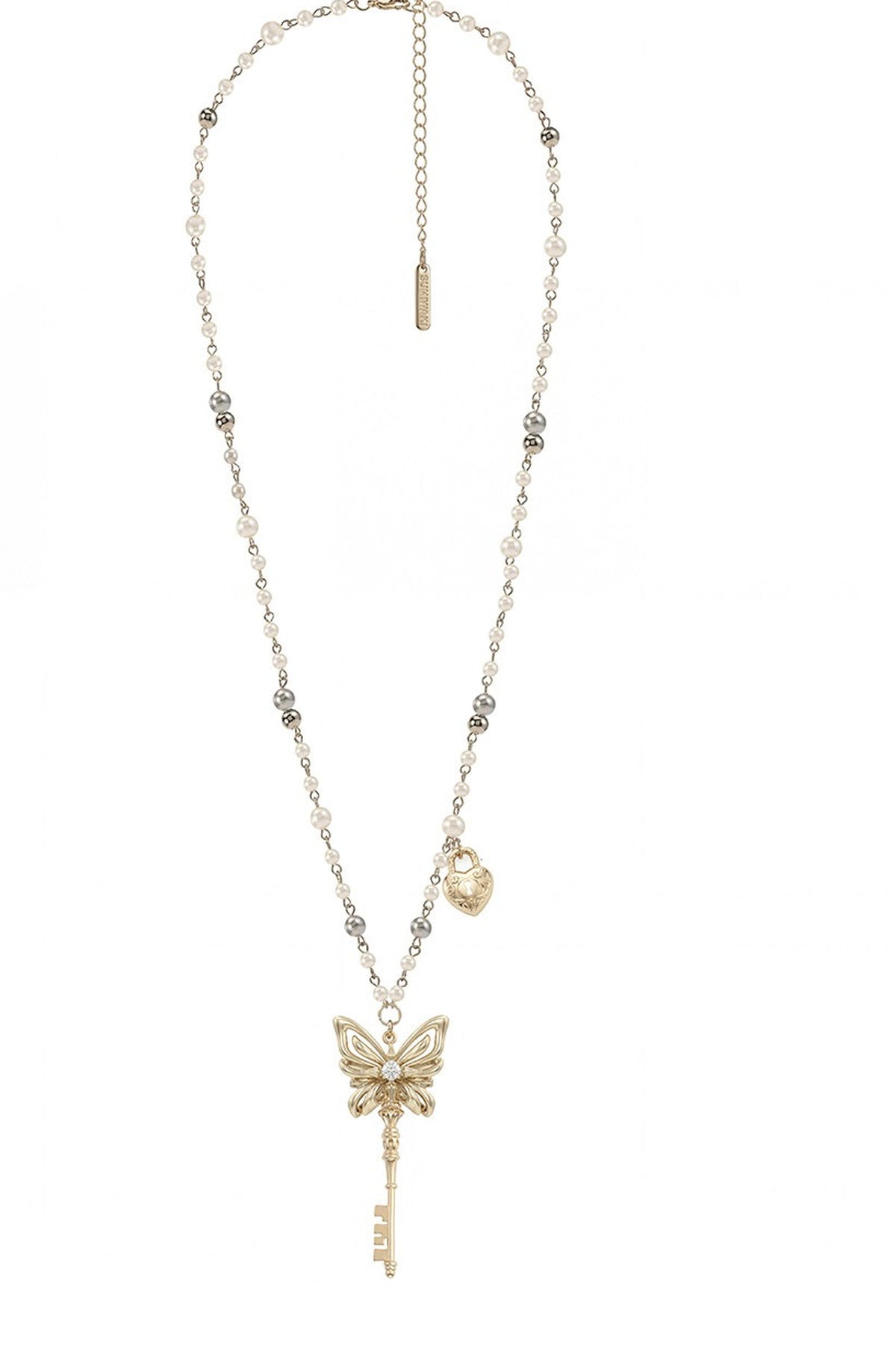 Butterfly Key Spliced Layered Necklace