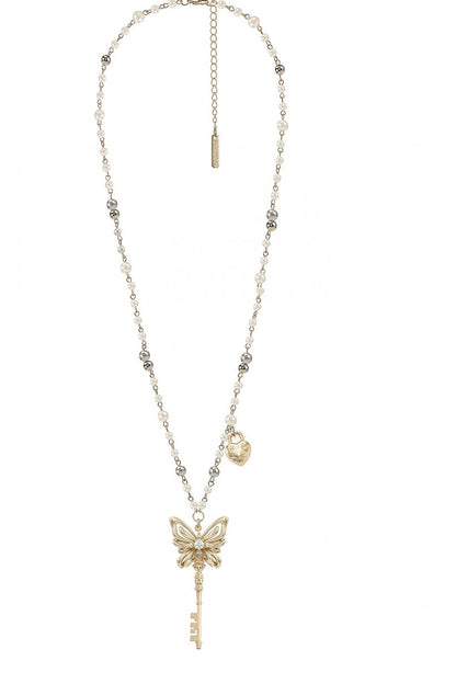 Butterfly Key Spliced Layered Necklace