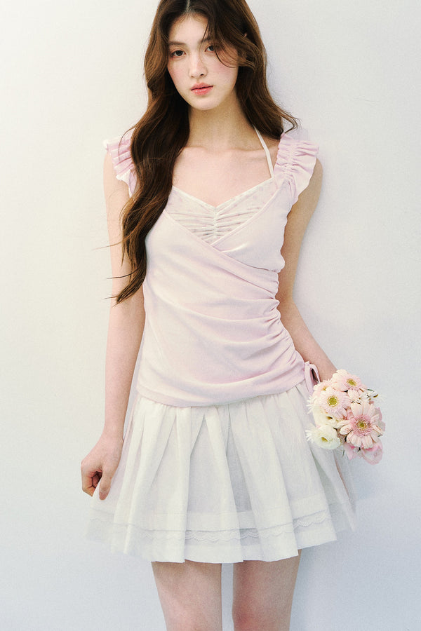 Flutter Sleeve Spliced T-Shirt