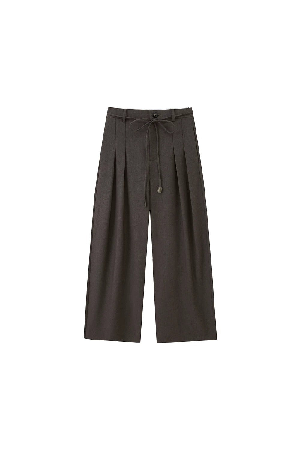 Pleated Curved Wide-Leg Pants