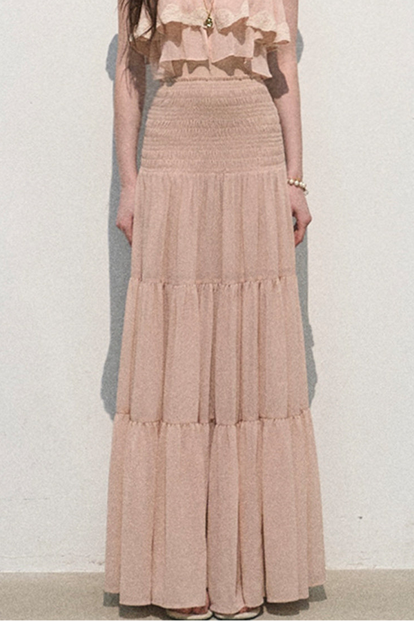 Chiffon Pleated A-Line Skirt