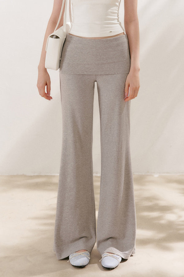 Wide Waist Straight Leg Knit Pants