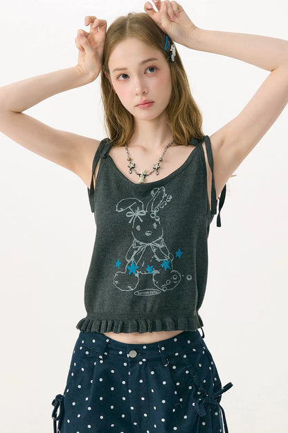 Playful Rabbit Tie-Up Tank Top