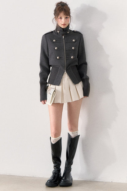 Napoleon Style Double-Breasted Woolen Coat