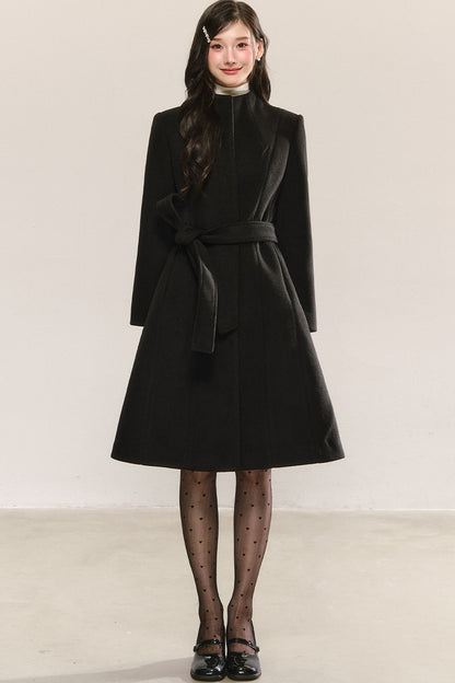 Belted Mid-Length Wool Jacket