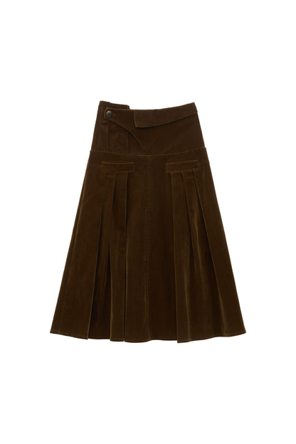 Jupe trapèze taille haute en velours