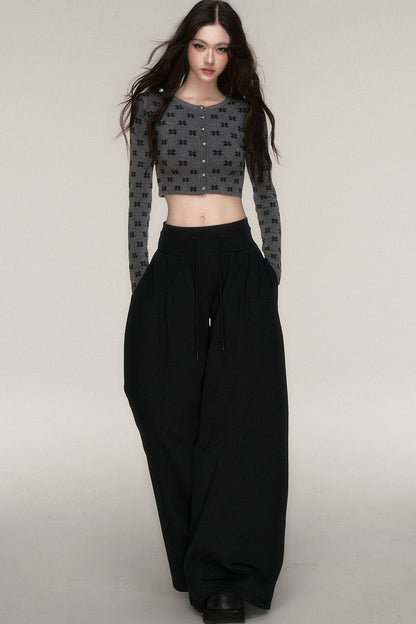 Grey Knit Cardigan and Skirt Set-Up