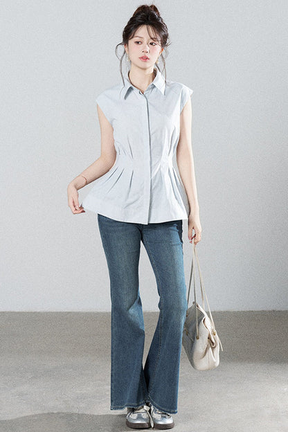 Pleated Shirt and Mini Skirt Set-Up