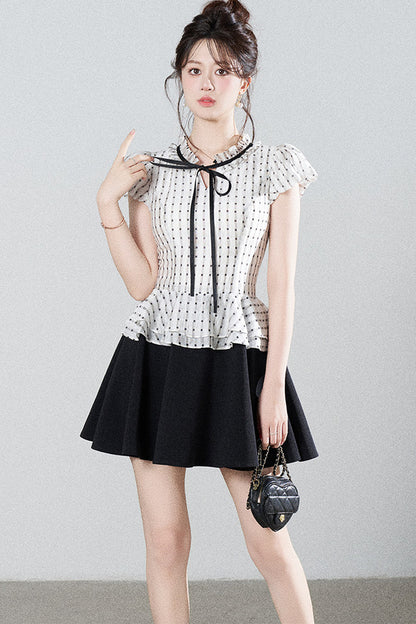 French Style Puff Sleeve A-Line Dress