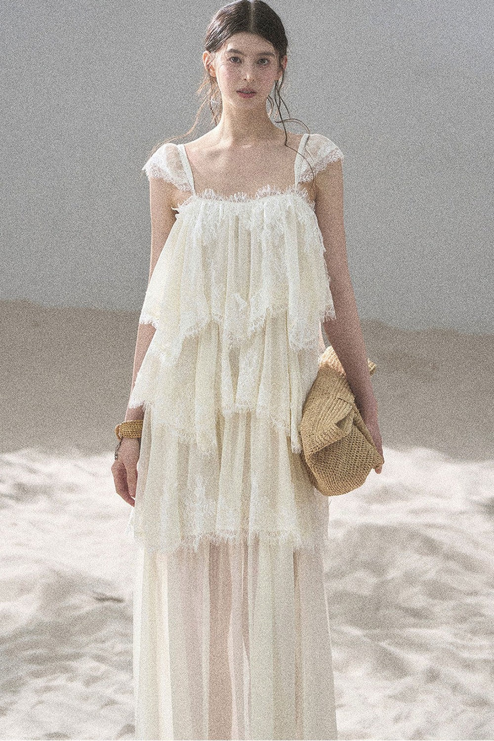 French Irregular Lace Mesh Top Set-Up