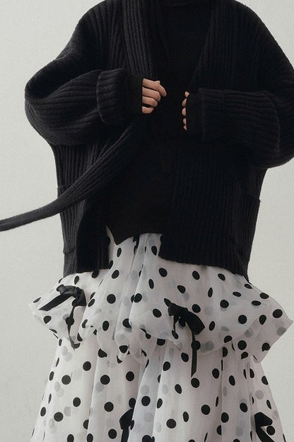 Polka Dot Tiered Bow Skirt